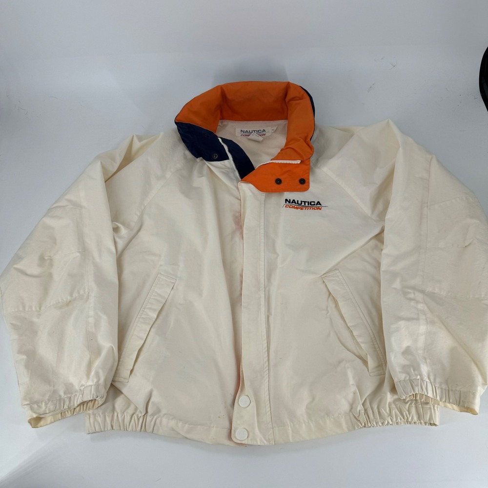 Nautica Cream Windbreaker with Orange & Navy Trim